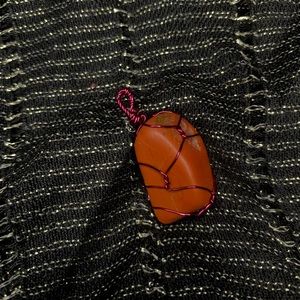 Red Jasper wire wrapped rock pendent